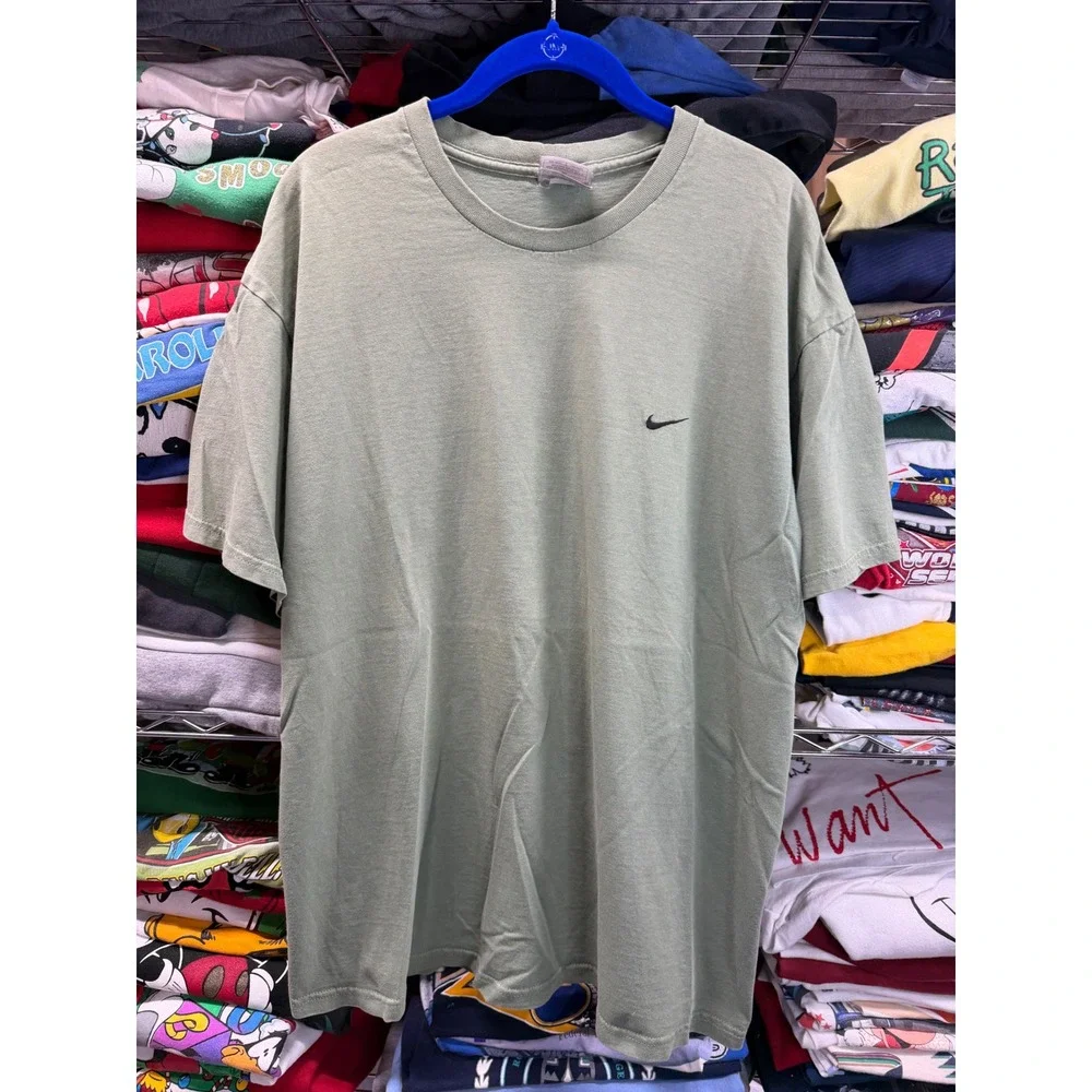 Nike Mens Embroidered Swoosh T-Shirt Sage Green Short Sleeve Large L 6055